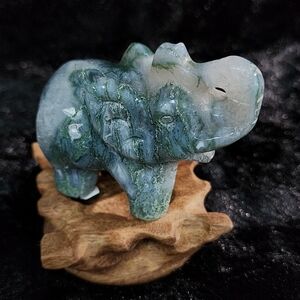 Moss Agate Elephants